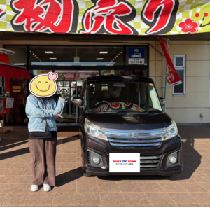 スズキ スペーシアカスタムの納車記念写真|モビリティタウン熊本