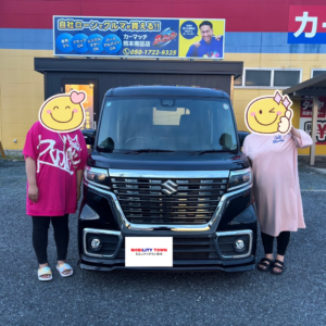 スズキ スペーシアカスタムの納車記念写真|モビリティタウン熊本