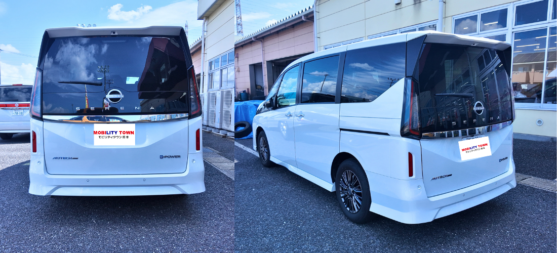 日産セレナe-POWER AUTECH LINEの後方と斜め後方から見た外観